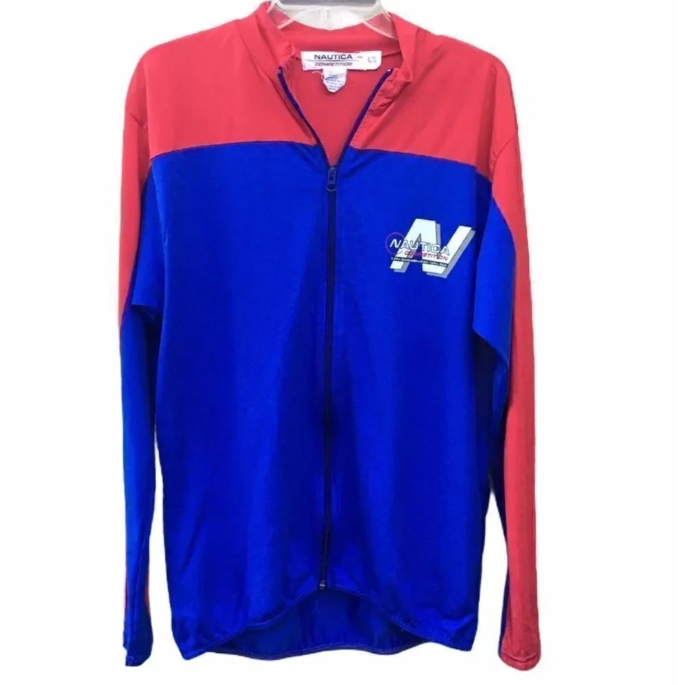Nautica Competition Windbreaker Jacket Red Blue Size XL